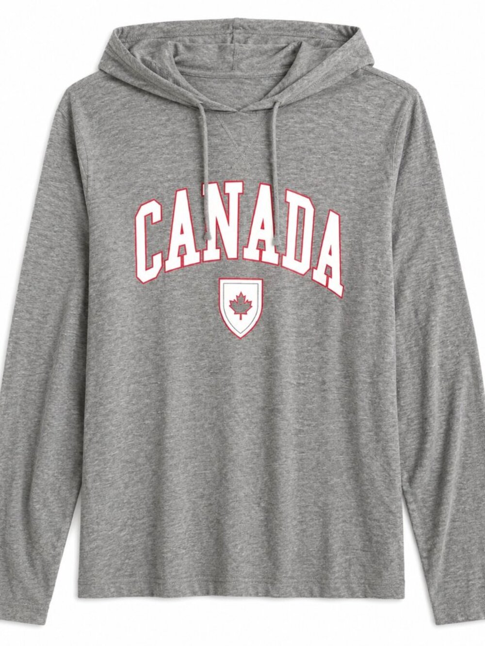 5/50$ or 10/90$

 Gray Canada Hooded long sleeve with Red Accents